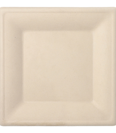 Product foto van Suikerriet Borden hoekig natuur set van 50 26cm