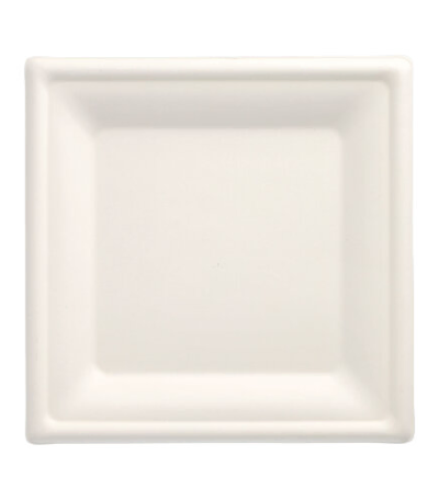 Product foto van Suikerriet Borden hoekig wit set van 12 20cm Pure