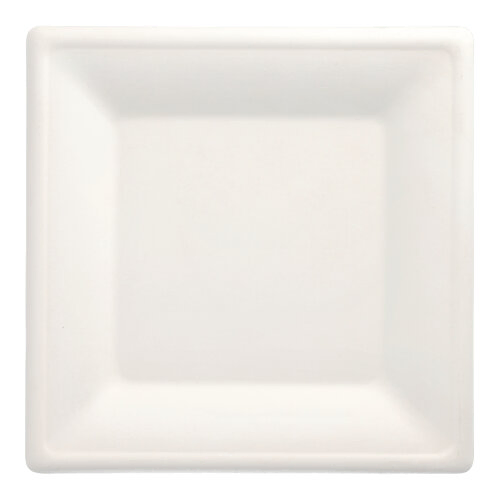 Product foto van Suikerriet Borden hoekig wit set van 12