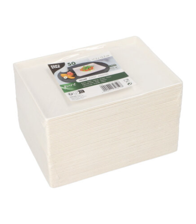 Product foto van Suikerriet Borden hoekig wit set van 50 Cella