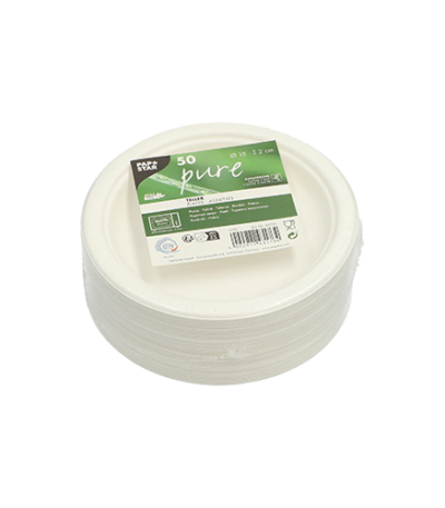 Product foto van Suikerriet Borden karton wit set van 50