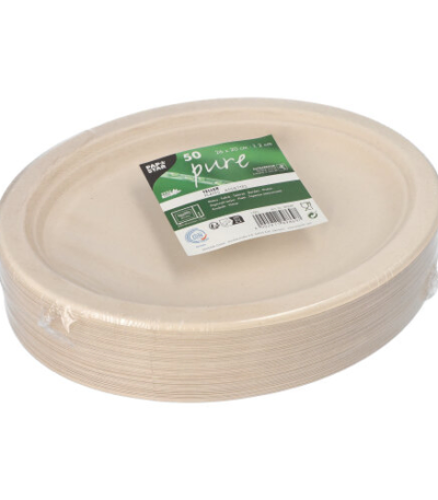 Product foto van Suikerriet Borden ovaal natuur set van 50 200ml