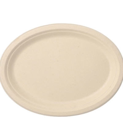 Product foto van Suikerriet Borden ovaal natuur set van 50 200ml