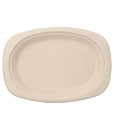 Product foto van Suikerriet Borden ovaal natuur set van 50 23x16x2 cm