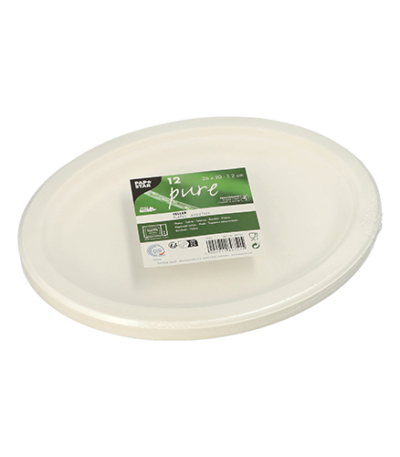 Product foto van Suikerriet Borden ovaal wit set van 12 26x20 cm