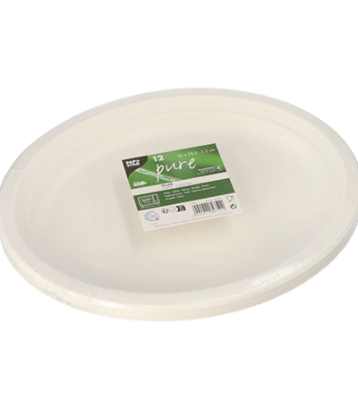 Product foto van Suikerriet Borden ovaal wit set van 12 32cm