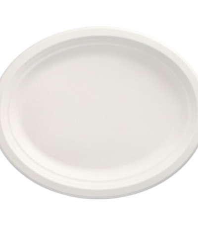 Product foto van Suikerriet Borden ovaal wit set van 12 32cm