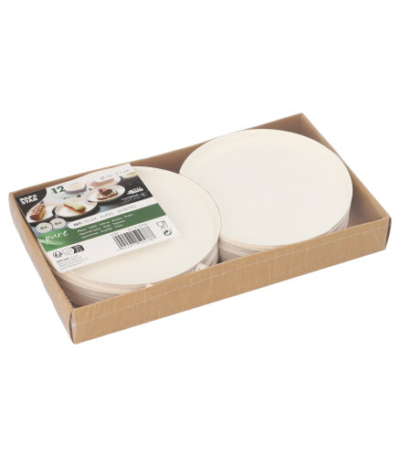 Product foto van Suikerriet Borden rond wit Cella set van 12