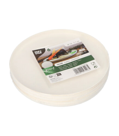 Product foto van Suikerriet borden rond wit set van 6 Cella