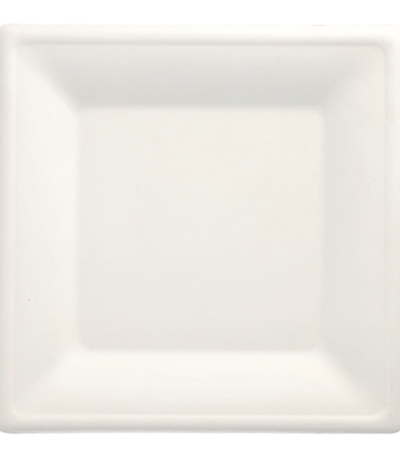 Product foto van Suikerriet Borden wit hoekig set van 100 26cm