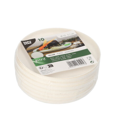 Product foto van Suikerriet Borden wit rond Cella set van 10