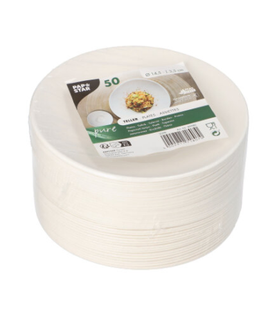 Product foto van Suikerriet Borden wit rond set van 50 Cella