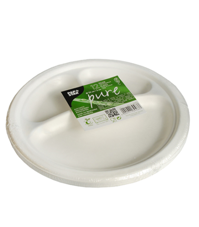 Product foto van Suikerriet Borden wit set van 12 23cm