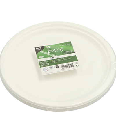 Product foto van Suikerriet Borden wit set van 12