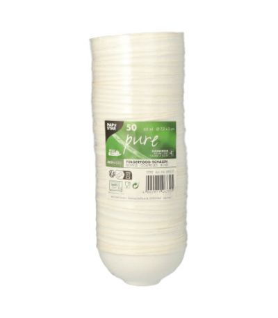 Product foto van Suikerriet Fingerfood schalen wit set van 50 65ml