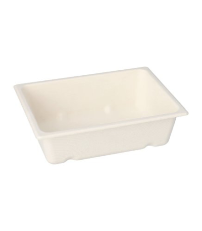 Product foto van Suikerriet Gastronorm containers PLA coating wit 1/8 set van 50