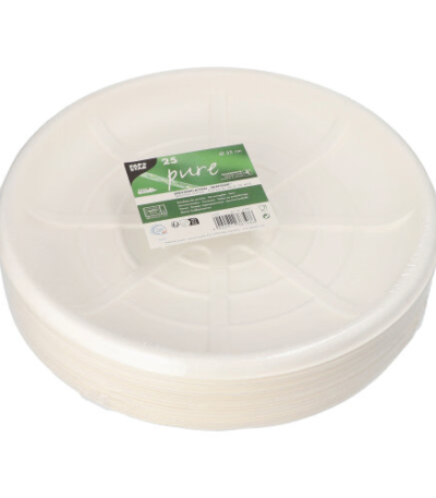 Product foto van Suikerriet Serveerschalen rond wit set van 25 35cm