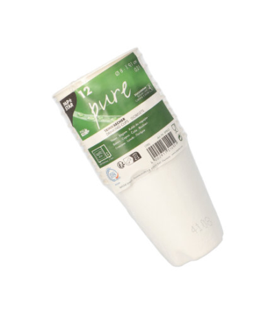 Product foto van Suikerriet bekers karton wit voor warme dranken set van 12