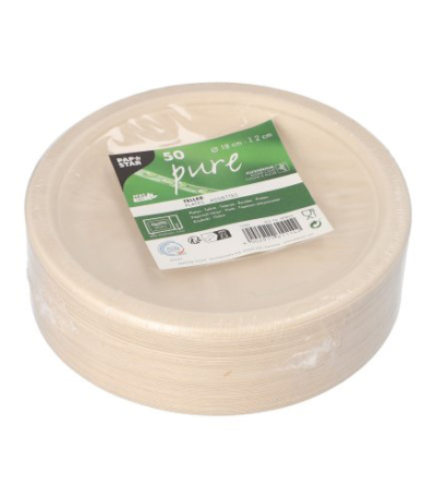 Product foto van Suikerriet borden karton naturel set van 50