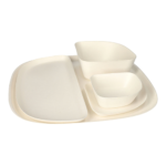 Product foto van Suikerriet borden wit set van 24 1/2 Belle Vie Ligne CarrÃ©e