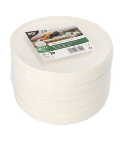 Product foto van Suikerriet borden wit set van 25 Cella