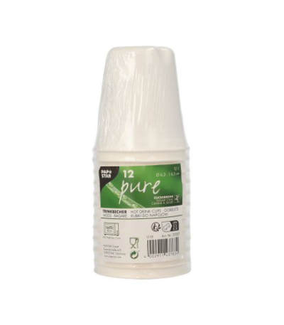 Product foto van Suikerriet drinkbekers wit set van 12 100ml