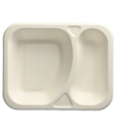 Product foto van Suikerriet menubakjes 2-vaks wit set van 100