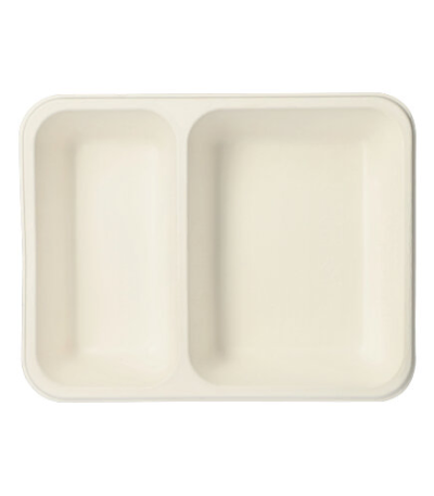 Product foto van Suikerriet menubakjes 2-vaks wit set van 125 1250ml