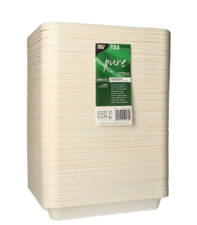 Product foto van Suikerriet menubakjes 3-vaks wit set van 125