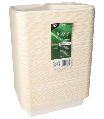 Product foto van Suikerriet menubakjes wit 3-vaks 1150ml set van 125