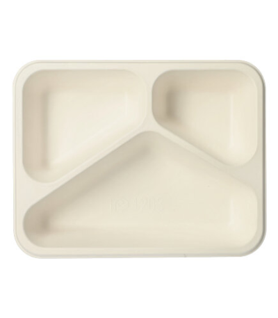 Product foto van Suikerriet menubakjes wit 3-vaks 1150ml set van 125