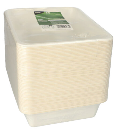 Product foto van Suikerriet menubakken PLA coating wit set van 50 1300ml