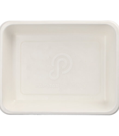 Product foto van Suikerriet menubakken PLA coating wit set van 50 1300ml