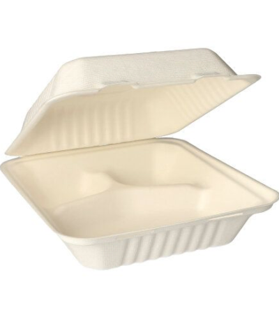 Product foto van Suikerriet menuboxen wit set van 25 3-vaks