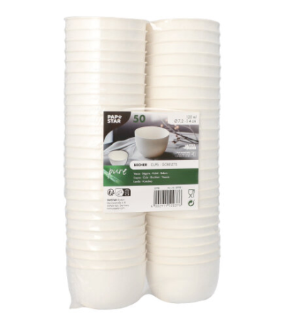 Product foto van Suikerriet schaaltjes wit set van 50 120ml Cella