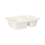 Product foto van Suikerriet schalen 2-vaks wit set van 50