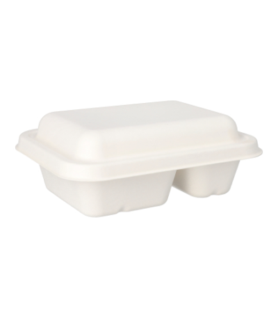 Product foto van Suikerriet schalen 2-vaks wit set van 50