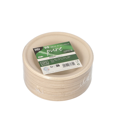 Product foto van Suikerriet schalen natuur 380ml set van 50