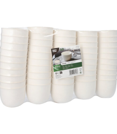 Product foto van Suikerriet schalen wit 175ml set van 50 Cella