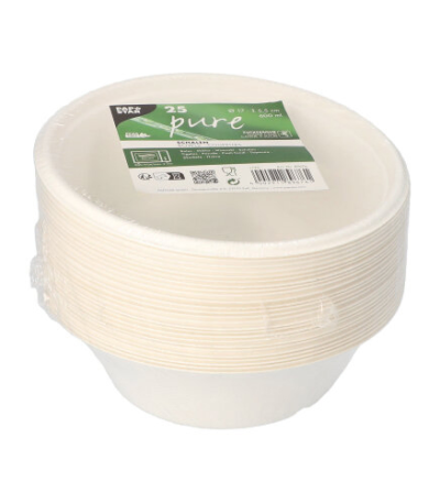 Product foto van Suikerriet schalen wit 600ml set van 25