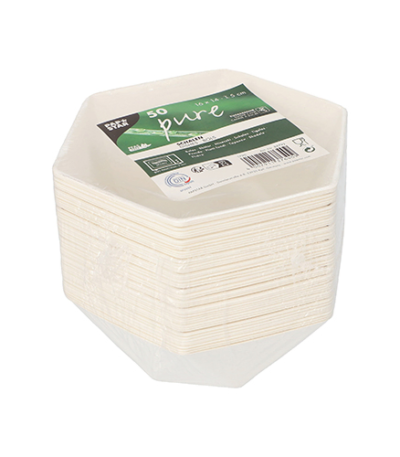 Product foto van Suikerriet schalen wit hexagonaal set van 50 400ml Diamond