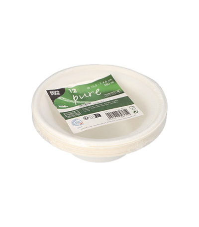 Product foto van Suikerriet schalen wit set van 12 380ml