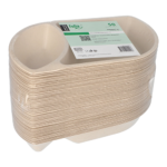 Product foto van Suikerriet snackbakjes 2-vaks natuur set van 50