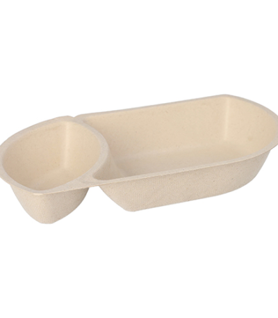 Product foto van Suikerriet snackbakjes 2-vaks natuur set van 50