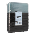 Product foto van Sushi schalen R-PET zwart transparant deksel set van 50