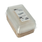 Product foto van Sushi schalen palmblad natuur met deksels 200ml set van 10