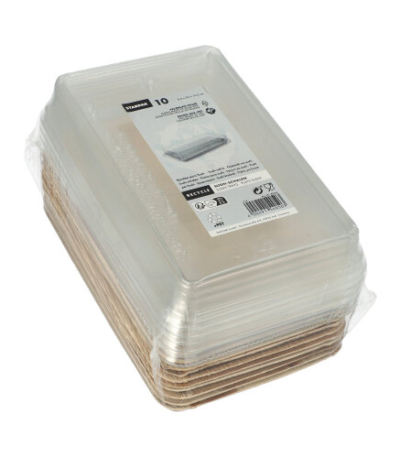 Product foto van Sushi schalen palmblad natuur met deksels 200ml set van 10