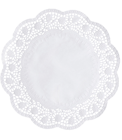 Product foto van Taartranden wit rond 33 cm set van 8