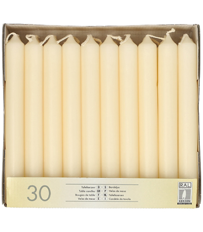 Product foto van Tafelkaarsen creme set van 30