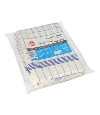 Product foto van Theedoeken katoen/hennep wit/blauw set van 10 Halbleinen